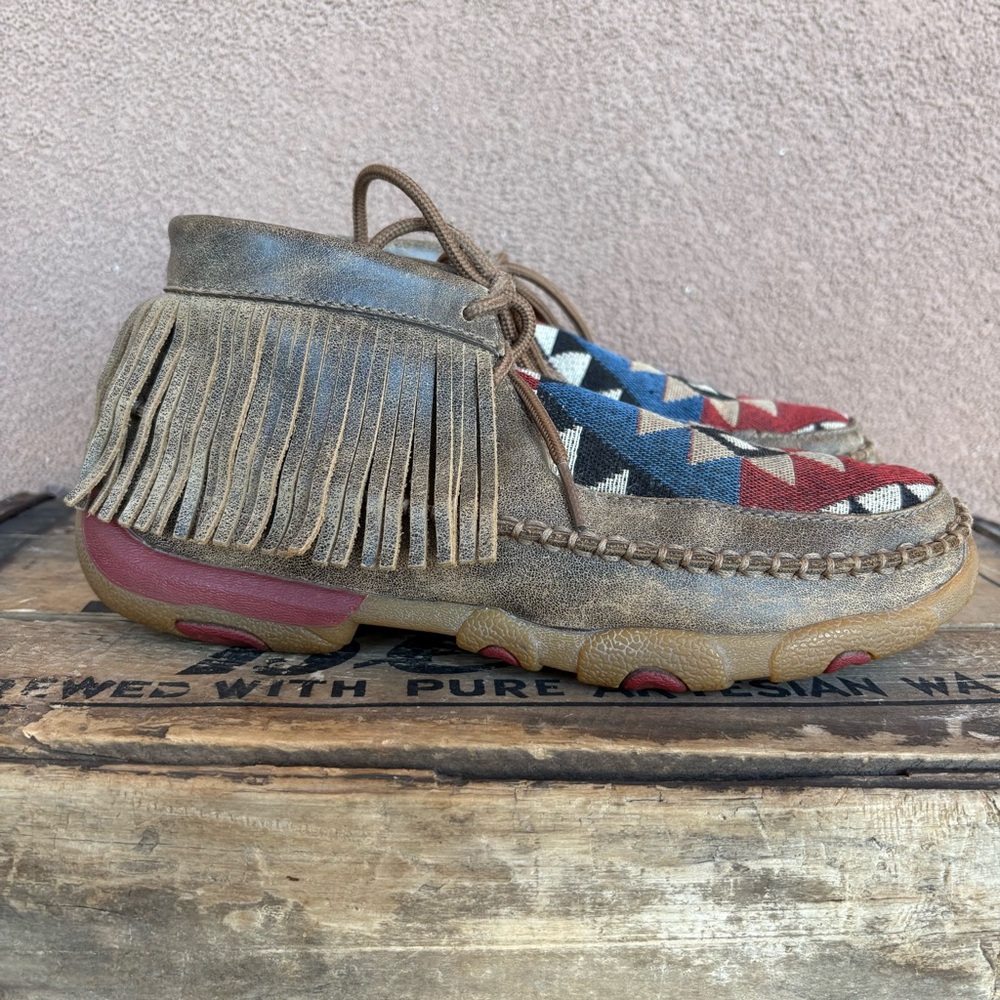 Twisted X Bomber Tribal Pattern Fringe Moccasin